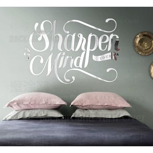 Mirror Wall Stickers Sticker Room Decoration Home Decor Bedroom For Sharpen Your Mind Inspiration Calligraphy Motivational R149
