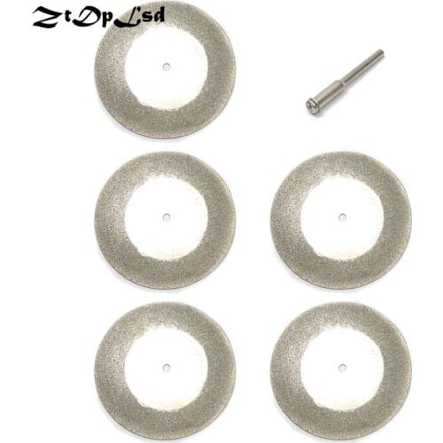 ZtDpLsd 5x 60mm Circular Diamond Grinding Wheel Saw Blade +1Pcs 3mm Shank Rod Shaft Rotary Metal Cutting Disc Electric Abrasive