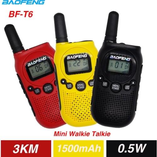 2PCS Baofeng BF-T6 Mini Kids Walkie Talkie FRS PMR Portable CB Ham Radio Station 3KM 22 Channels Two Way Radio FM Communicator