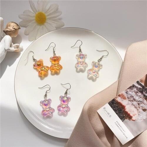 2020 Fashion Funny Mini Multicolor Jelly Gummy Bears Drop Earrings for Women Cute Little Animal Dangle Earrings Jewelry