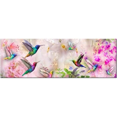 Large size 5D Diy Diamond Painting Cross Stitch full round/Square Diamond Embroidery Hummingbird and flower for room Decor