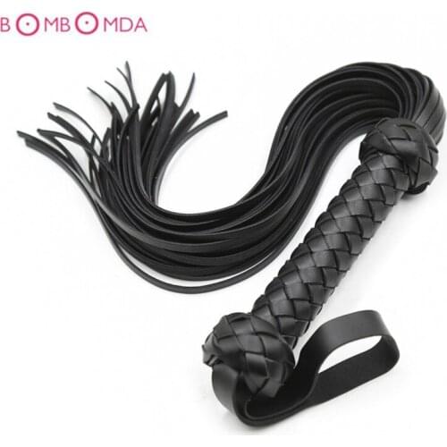 BDSM Erotic Adults Games Flirt Sex Toys for Women Couples Fetish Black Faux Leather Whip-flogger Handle spanking paddle knitted