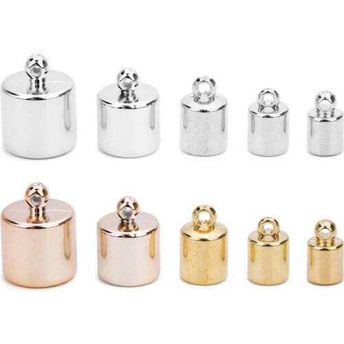 100Pc 6/10mm End Cap Beads Leather Tassel Cord For DIY Jewelry Making Crafts