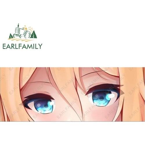 EARLFAMILY 15cm x 5.6cm Cartoon Anime Ai Eye Slap Car Sticker JDM Auto Helmet Motorcycle Decal Classic Peek Girl Eyes