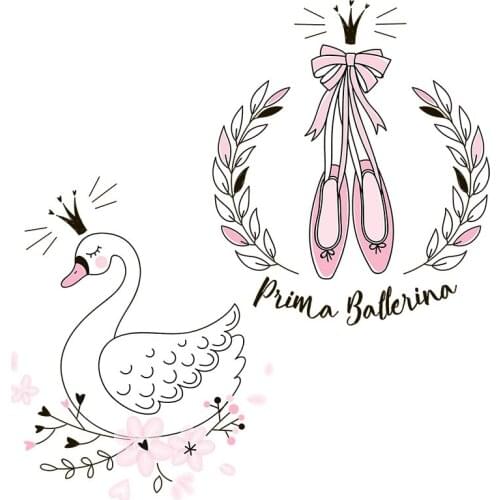 Three Ratels CX11 Elegant white swan and ballet shoes Nordic girl style light pink wall sticker home decoration