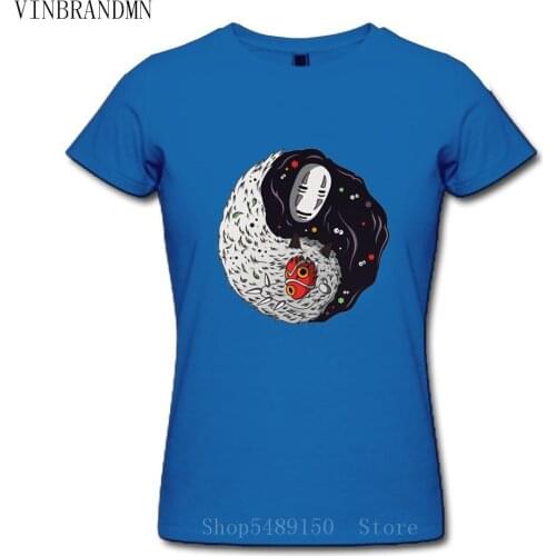 Cartoon Short Sleeve Natural Balance Faceless No Face Tees Harajuku T-Shirts Yin Yang Design Women T Shirt Ghibli Character Tops