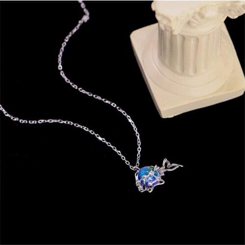 KOFSAC Charming Blue Whale Pendant Choker Jewelry Silver Color Necklaces For Women Trendy Clavicle Chain Girl Party Accessories