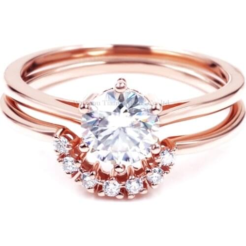 Tianyu Gems 6.5mm Round Moissanite Engagement Ring Gold Plated Finger Band 6 Claw Prong Setting Women Rings Classic Jewelry Gift