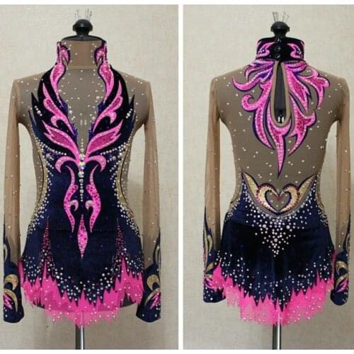 Beautiful Girls Ice Skating Dresses With Spandex Graceful New Brand Figure Skating Competition Dress Custom DR2676