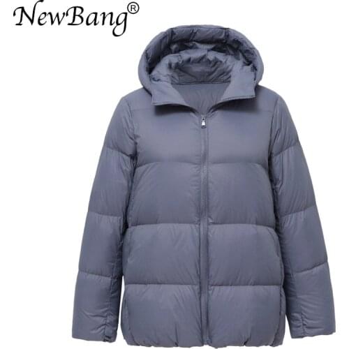 NewBang Women Thick Short Down Jacket WIth Hooded Fashion Womens White Duck Down Coat Winter Jacket Warm Lightweight Clothes