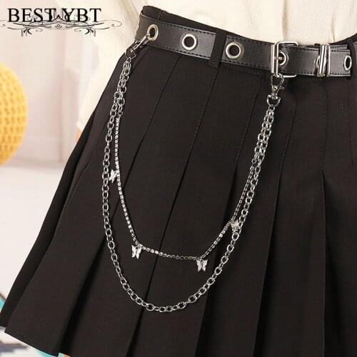 Best YBT Punk Versatile Metal Ring Trouser Chain Butterfly Circle Waist Double Chain Trouser Chain