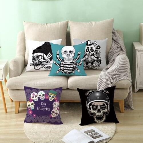 Pillowcase Anime Skulls Polyester Decorative Cushion Cover For Living Room Sofa Throw Pillow Covers Modern Home Decor 45*45cm/Pc