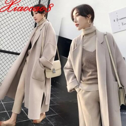 Autumn Winter Oversized Woolen Coat for Women Solid Long Thick Woman OVercoat High Quality Plus Size Female Outerwear Belt Coats