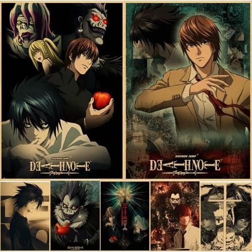 Japanese Anime Death Note Poster Cartoon Kraft Paper Vintage High Quality Home Room Art Print Wall Sticker Decoration Painting
