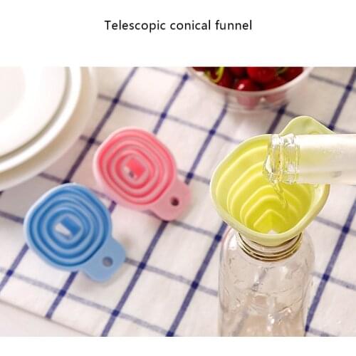 Portable Folding Funnel Small Retractable Tapered Funnel Kitchen Liquid Dispenser Household Kitchen Food Grade Baking Tools