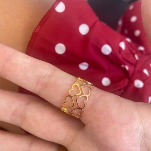 Simple Heart Engagement Fing For Women Stainless Steel Jewelry Bagues Pour Femme Accesorios Mujer