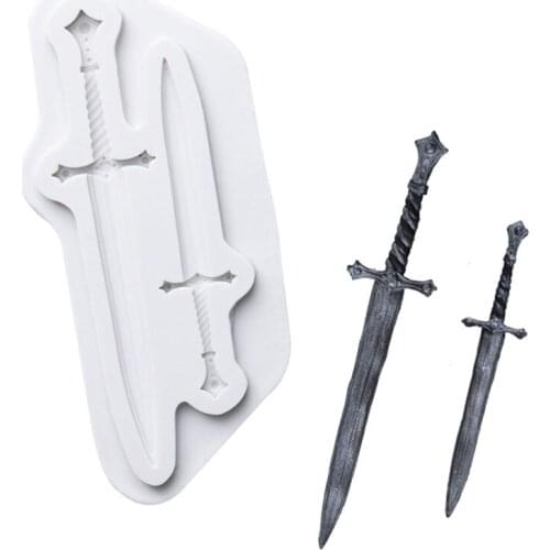Knight Battle Swords Mould Silicone Mold Fondant Cake Decorating Tool Gumpaste Sugarcraft Chocolate Forms Bakeware Resin mold