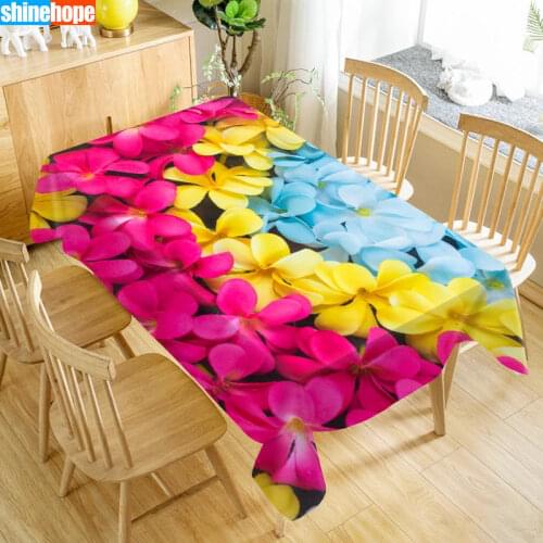 Custom Flowers Frangipani 01 Table Cloth Oxford Print Waterproof Oilproof Home Rectangular Party Table Cover 100X140cm/140X250cm