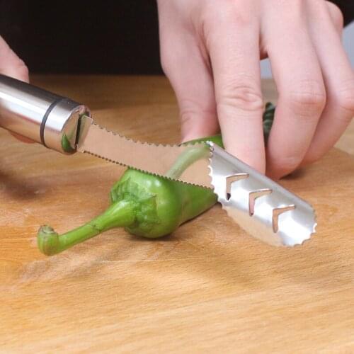 Cutting pepper corer 304 stainless steel household tiger skin pepper seeder tomato Bitter melon corer Seeding kitchen gadgets