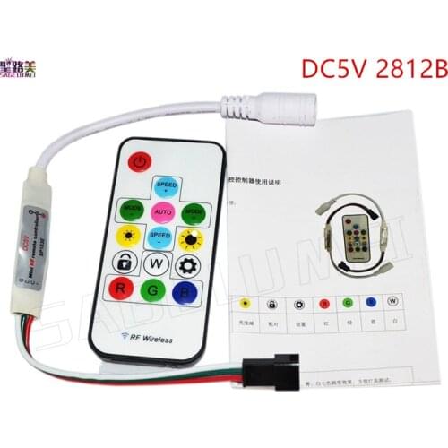 SP103E DC5V WS2812B DC12V 2811 WS2801Mini Digital RGB LED Strip Controller 14Key RF Wireless Remote 2048Pixels LED Pixel Strip