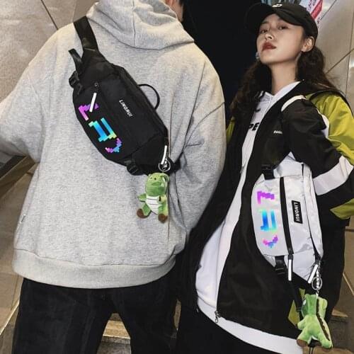 Street Trend Chest Bags Unisex Reflective Belt Bag Phone Pouch Oxford Men Handbag Travel Crossbody Pouch Hip Hop Boy Waist Bag