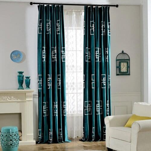 Light Luxury Modern Minimalist Embroidered Velvet Curtains for Living Room Bedroom Italian Velvet Embroidered Curtains Custom
