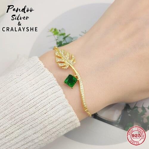 Trend Bangle S925 Sterling Silver Jewelry 1:1 Copy,TROPICAL Midsummer Leaf Adjustable Bracelet Elegant Gift For Female With Logo