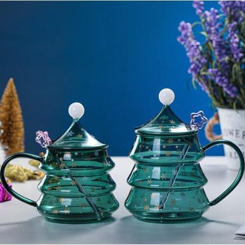 Heat Resisting 3D Transparent Glass Christmas Tree Star Cup Coffee Cup Milk Juice Cup Childrens Christmas Gift
