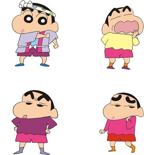 Three Ratels QMH4 Japanese funny cartoon Nohara shinosuke wall stickers for kids anime car hood sticker laptop decal