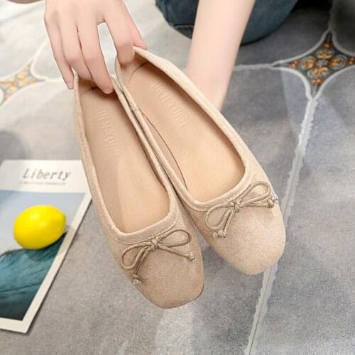 Spring autumn dating must-have ladies flat shoes casual solid color sweet bow fashion elegant lightweight breathable W38-89
