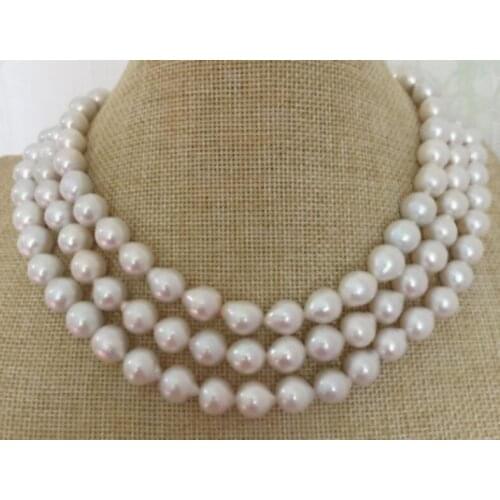 Gorgeous AAA 9-10 mm white pearl necklace 50inch