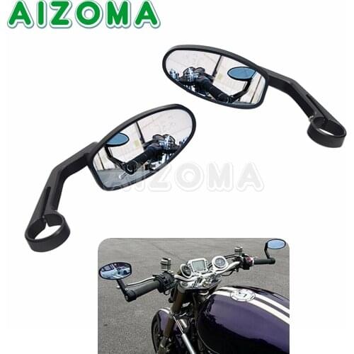 2pc Black Motorcycle Mirrors Handlebar Cafe Racer Universal Rear View Bar End Mirror For Honda Yamaha Kawasaki Scooter Chopper