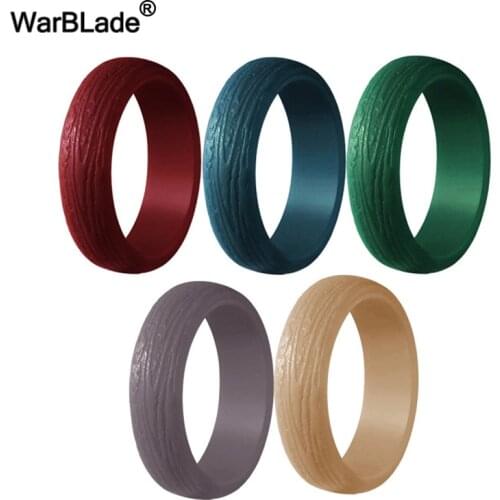 WarBLade New Food Grade FDA Silicone Rings 5.7mm Tree Pattern Women Wedding Rubber Bands Hypoallergenic Silicone Finger Ring