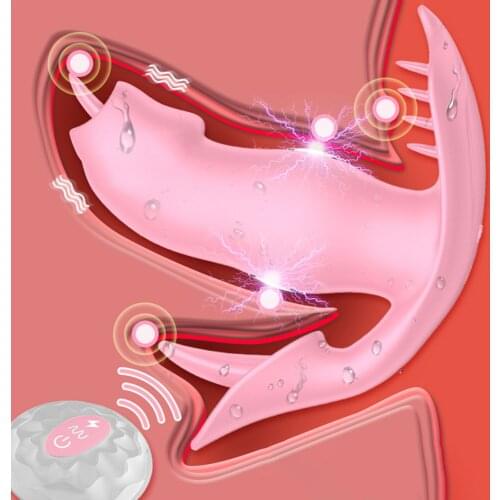 Remote control electric shock female penile vibrator licking tongue G-spot clitoris vagina anus stimulator female sex toy