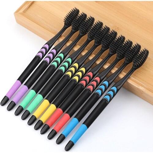 10 pcs Family Suit Toothbrush soft bamboo charcoal adult cleancare gums fine hair home unisex Healthy Teeth Cleaning Brushes