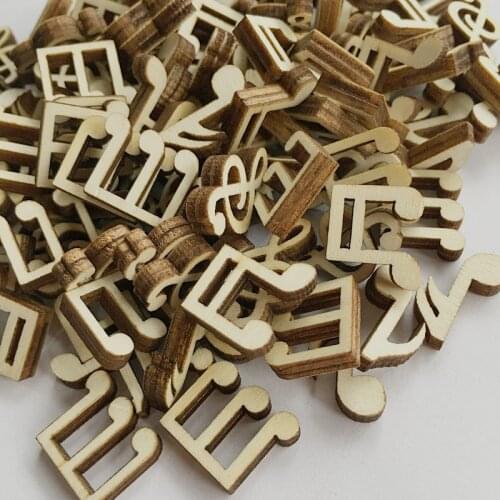 100pcs Mini Musical Notes Wood Craft Embellishments Wooden Cutout Scrapbooking for Cardmaking DIY Art Wedding Decoration