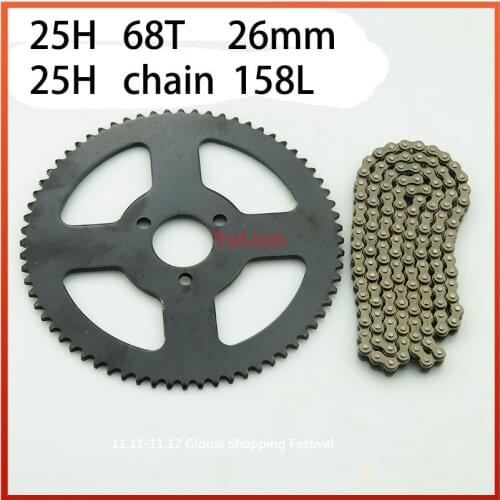 25H Clutch Drum Gear 25H 68T 26mm Sprocket + 25H Chain 158 Links For 2 Stroke Minimoto Pocket Bike ATV Qua