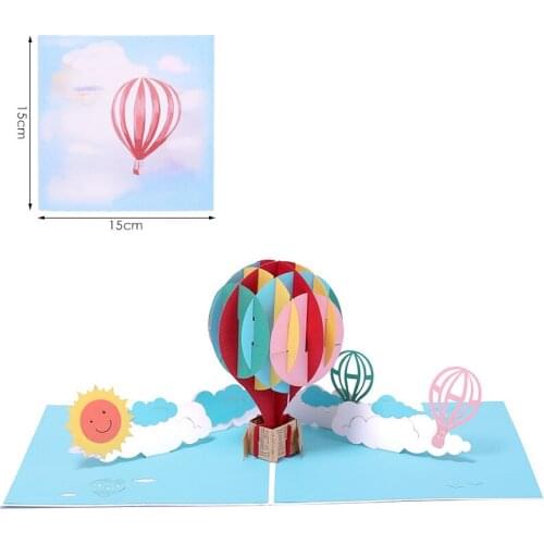 Hot Air Balloon 3D Pop-Up Valentines Day Greeting Cards Birthday Wishes Creative Wedding Anniversary Gifts With Envelopes c2812