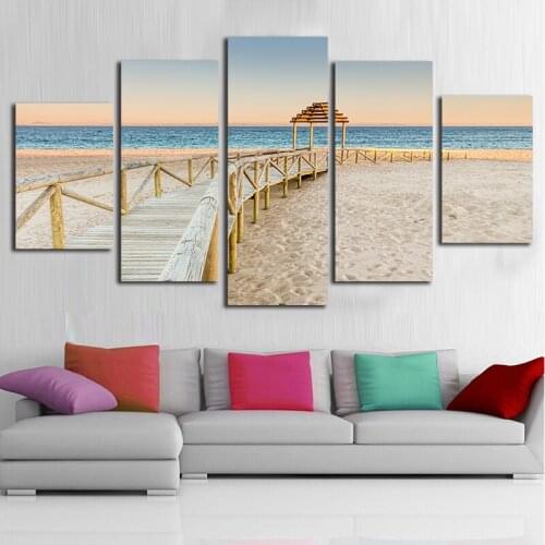 5 Pcs Beach Corridor Wall Pictures For Living Room Modular Paintings Wall Art Home Decor Cuadros Poster (No Frame)