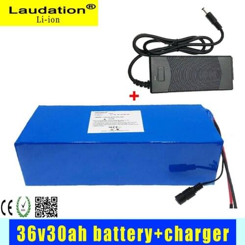 Laudation 36V 30Ah E Bicycle Battery 36V Battery Pack 30Ah 10S 9P Electric Bicycle Lithium Battery for 750W Motor with 25A BMS