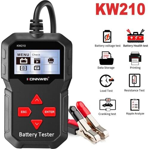 Konnwei KW210 Automatic Smart 12V Car Battery Tester 100-2000 CCA Car Battery Analyzer Auto Repair Tool Regualr Flooded Newest