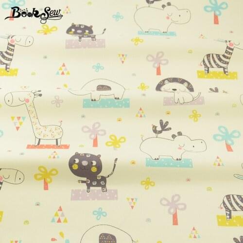 Booksew Lovely Animals Pattern Curing Lines Style Beginner Practice Patchwork Cushion 100% Cotton Twill Fabric Quilting Dolls