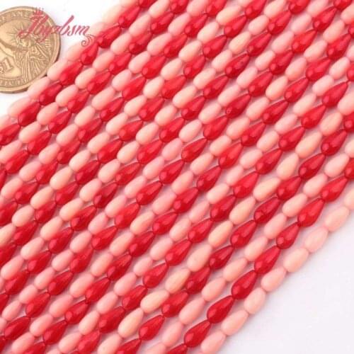 4x6mm Smooth Drop Coral Beads Natural Stone Beads For DIY Necklace Bracelets Earring Woman Jewelry Making 15" Free Shipping