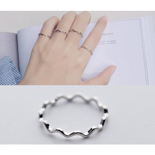Colusiwei 2020 New Minimalism Curve Wave Line Finger Rings for Women Fashion Slim Bands 925 Sterling Silver Jewelry Accessories