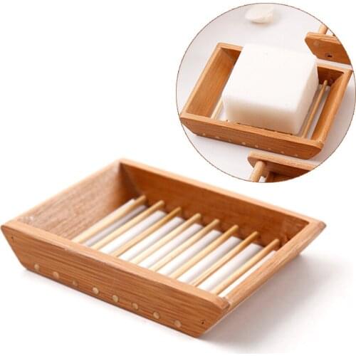 Wood Soap Tray Holder Dish Bath Shower Soap Box Plate Home Container Portable Bathroom Soap Dish Storage Box Draining Effect N25