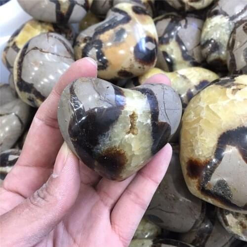 Drop shipping love gemstone natural septarium crystal heart reiki healing septarian gemstone crystal heart meditation as gift