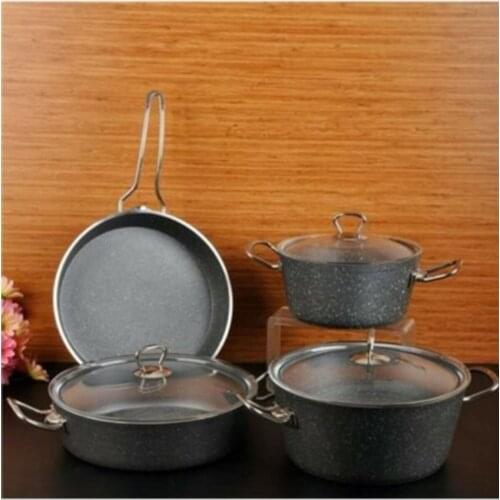 Elita Premium 7 Piece Gray Metal Handle Cookware Set