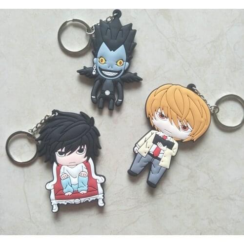 Hot Japan Anime Death Note L PVC Keychains Figure Toys Yagami Light Ryuuku Men Women Pendant Keyrings Children Gifts Toys