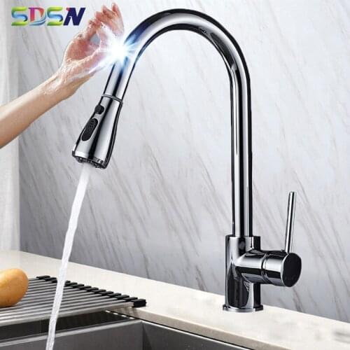 Chrome Touch Faucet SDSN Pull Out Kitchen Sink Faucet Sensor Kitchen Mixer Tap 304 Stainless Steel Touch Kitchen Mixer Faucet