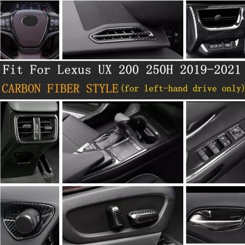 Interior Refit Kit Dashboard Decoration Inner Door Handle Bowl Cover Trim For Lexus UX 200 250H 2019 2020 2021 Carbon Fiber ABS